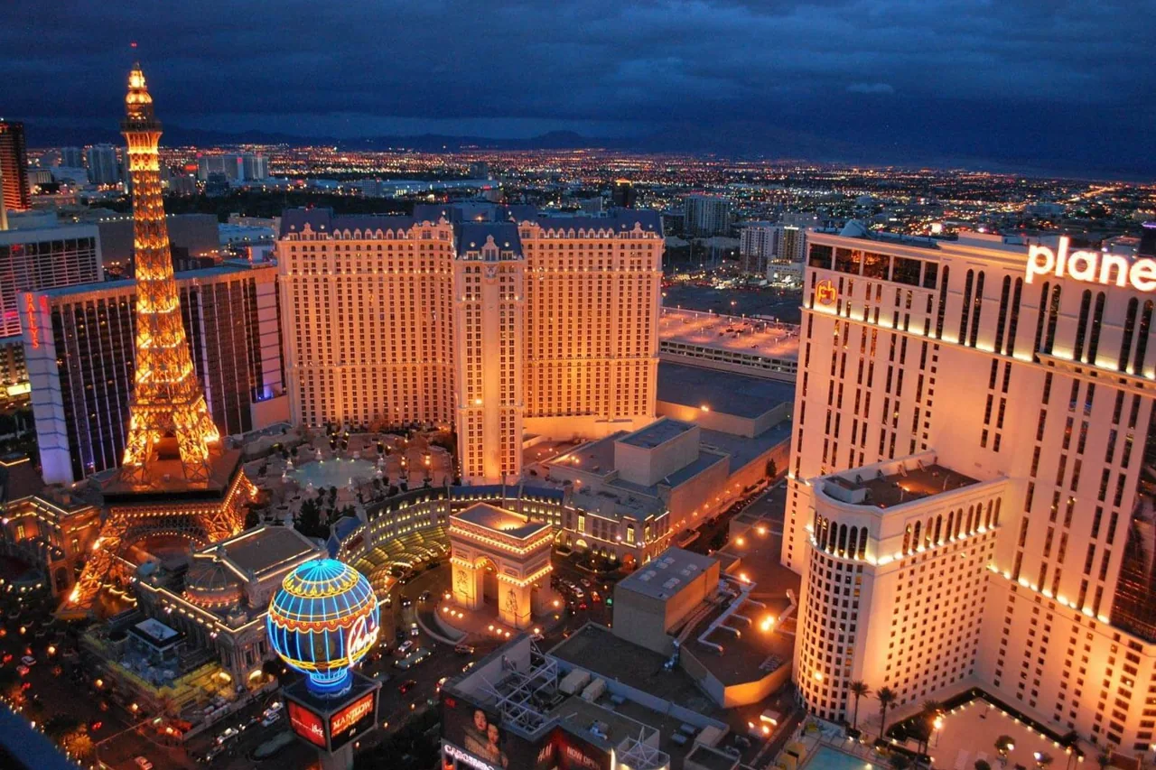 Aerial view of the Las Vegas Strip at night